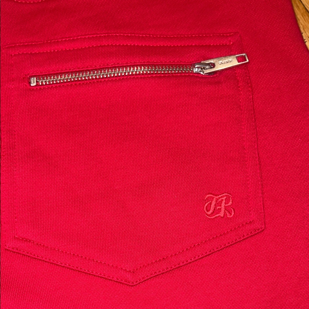 The Kooples Red Drawstring Joggers with Silver Zippers - Picture 4 of 7